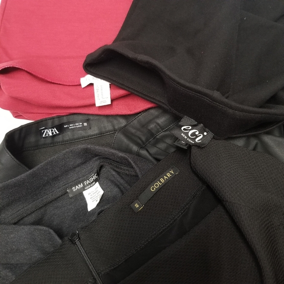 Lot 5 Zara Black Bandage Bodycon Midi Modest Pencil Ruching Skirt size M & L - Picture 9 of 9